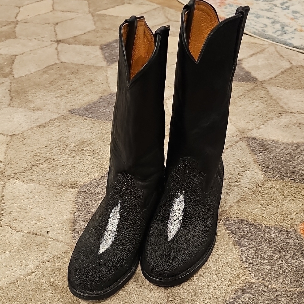 Exotic Stingray Cowboy Boots 7D USA Black